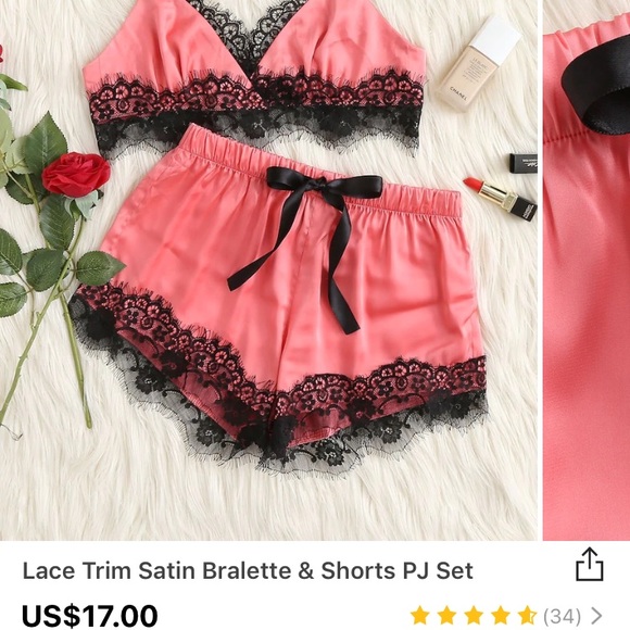 SHEIN pink/coral bralette and shorts - Picture 2 of 8